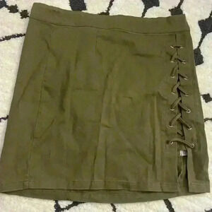 Olive green mini skirt